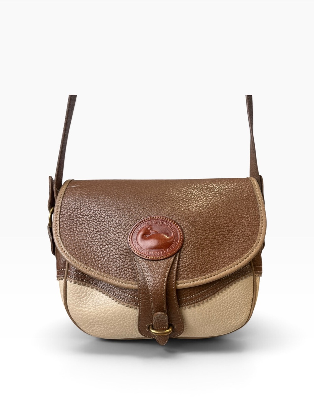 Vintage Dooney & Bourke AWL Equestrian Saddle Crossbody Bag USA Brown Tan